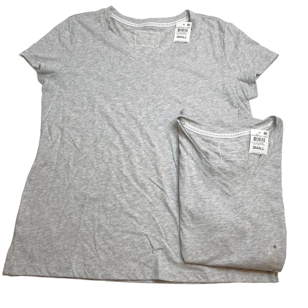Charter Club Intimates Everyday Cotton V-Neck Pajama Shirts Misty Grey Heather S